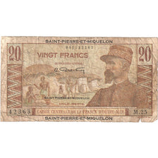 Saint Pierre and Miquelon, 20 Francs, M.25, VG(8-10)