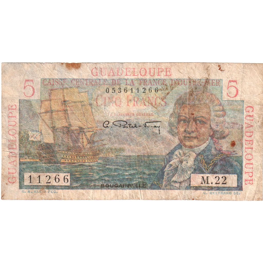 Guadeloupe, 5 Francs, TB