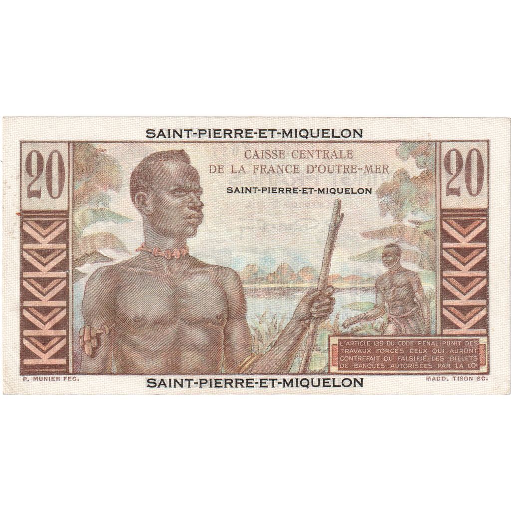 Saint Pierre and Miquelon, 20 Francs, M.25, UNC(63)