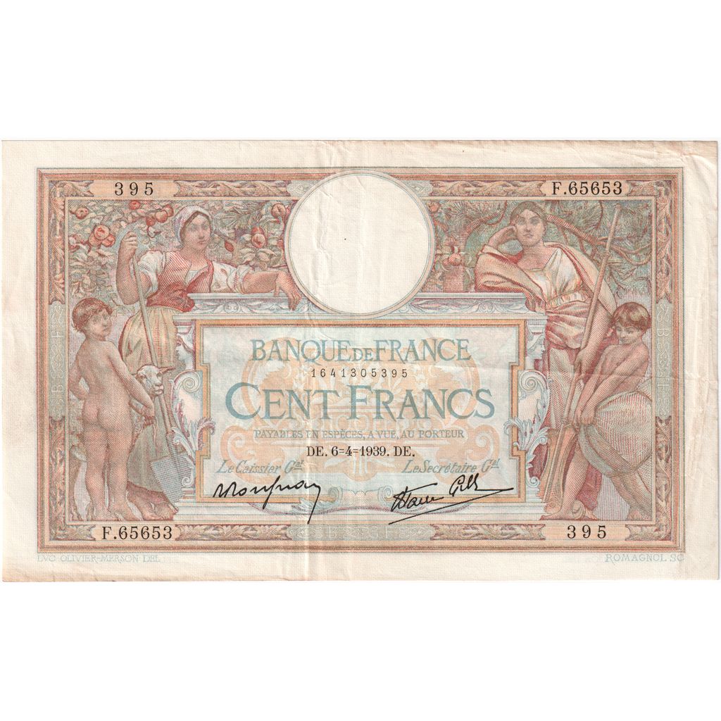 Francia, 100 Francs, Luc Olivier Merson, 1939-04-06, F.65653, MBC
