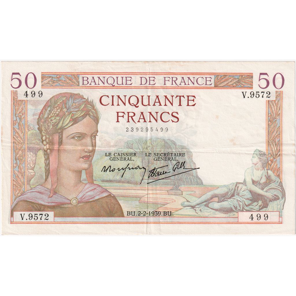 Francia, 50 Francs, Cérès, 1938-09-15, V.9572, MBC