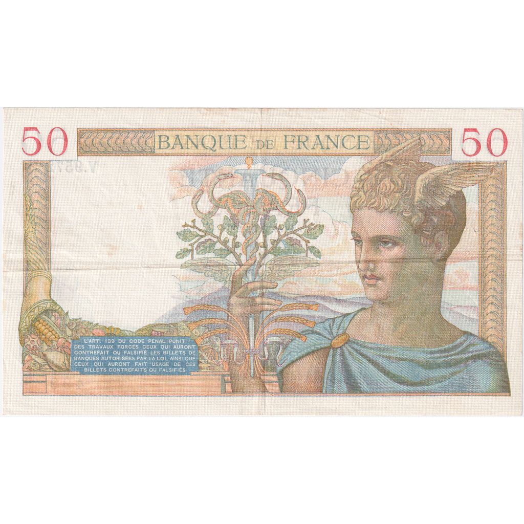 Francia, 50 Francs, Cérès, 1938-09-15, V.9572, MBC