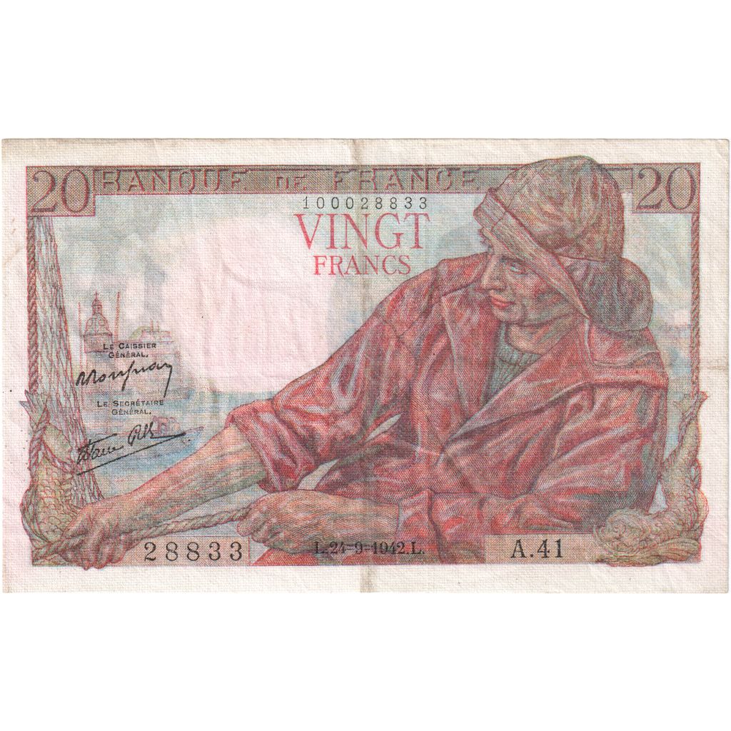 Francia, 20 Francs, Pêcheur, 1942-09-24, A.41, BB