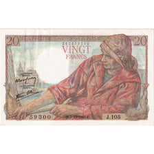 France, 20 Francs, Pêcheur, 1943-10-07, J.105, UNC(60-62)