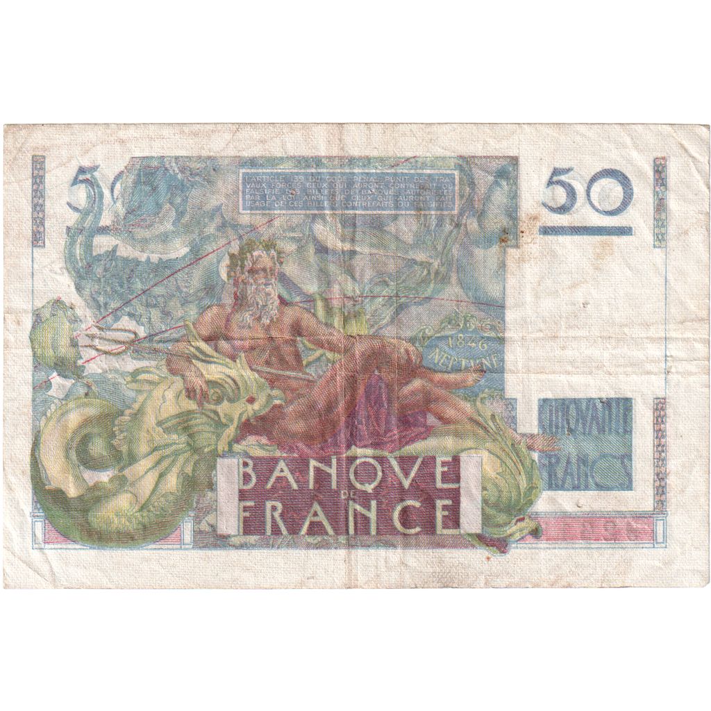 Francja, 50 Francs, Le Verrier, 1950-08-24, T.166, VF(20-25)