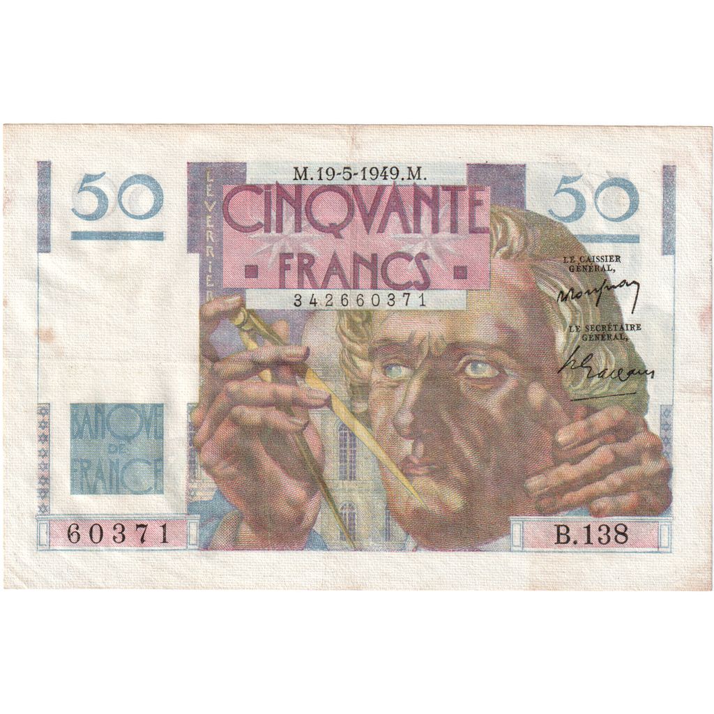 Frankrijk, 50 Francs, Le Verrier, 1949-05-19, B.138, SUP
