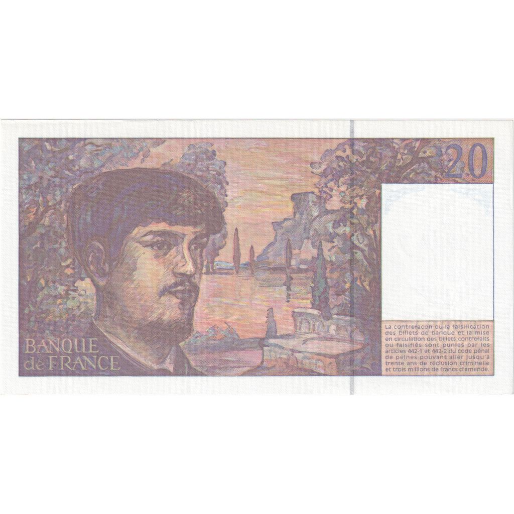 France, 20 Francs, Debussy, S.052, UNC(65-70)