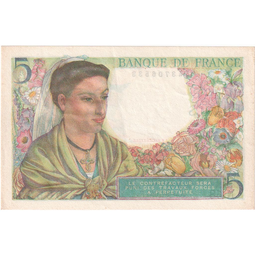 Francia, 5 Francs, Berger, 1943-08-05, N.58, UNC