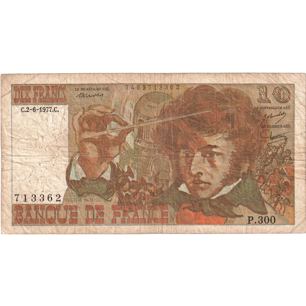 France, 10 Francs, Berlioz, 1977-06-02, P.300, VG(8-10)