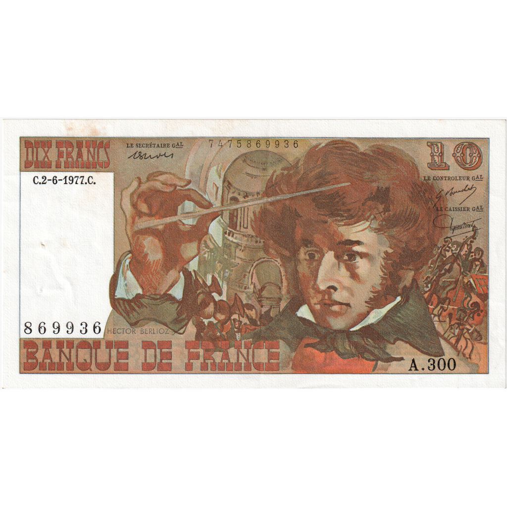 França, 10 Francs, Berlioz, 1977-06-02, A.300, EF(40-45)