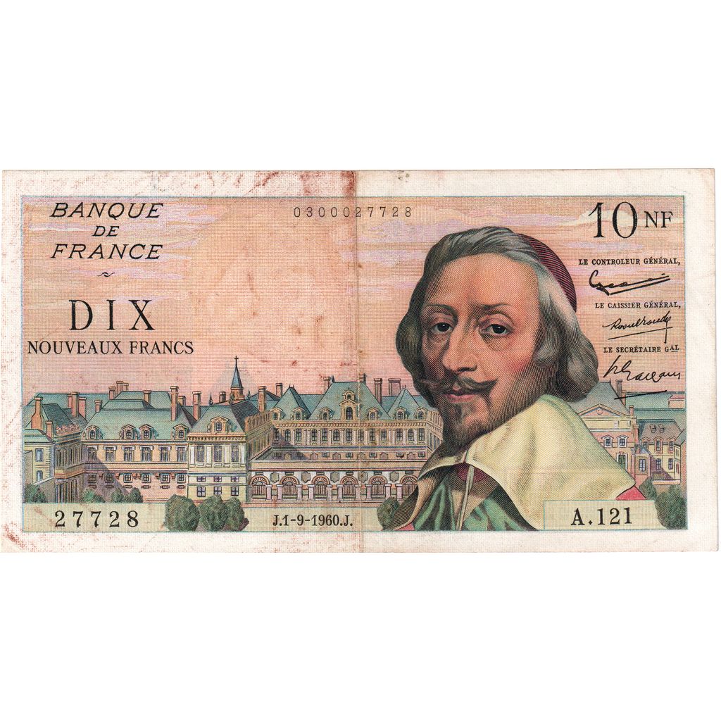 Francia, 10 Nouveaux Francs, Richelieu, 1960-09-01, A.121, MBC+