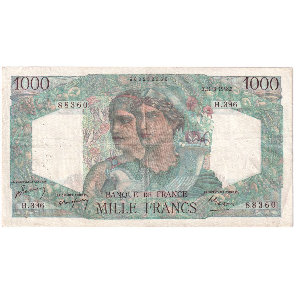 França, 1000 Francs, Minerve et Hercule, 1948-03-11, H.396, EF(40-45)