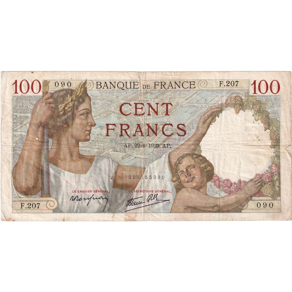 França, 100 Francs, Sully, 1939-06-22, F.207, F(12-15)