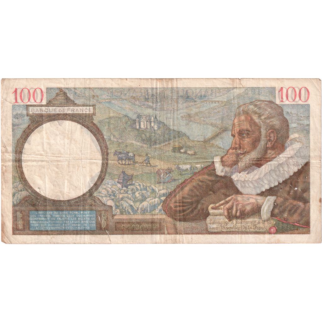 France, 100 Francs, Sully, 1940-02-08, Q.7341, VF(20-25)