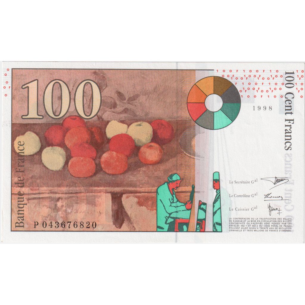 France, 100 Francs, Cézanne, 1998, P.043, UNC(65-70)