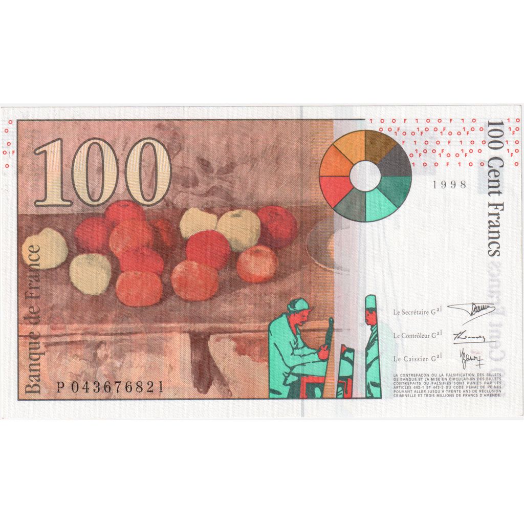 France, 100 Francs, Cézanne, 1998, P.043, UNC(65-70)