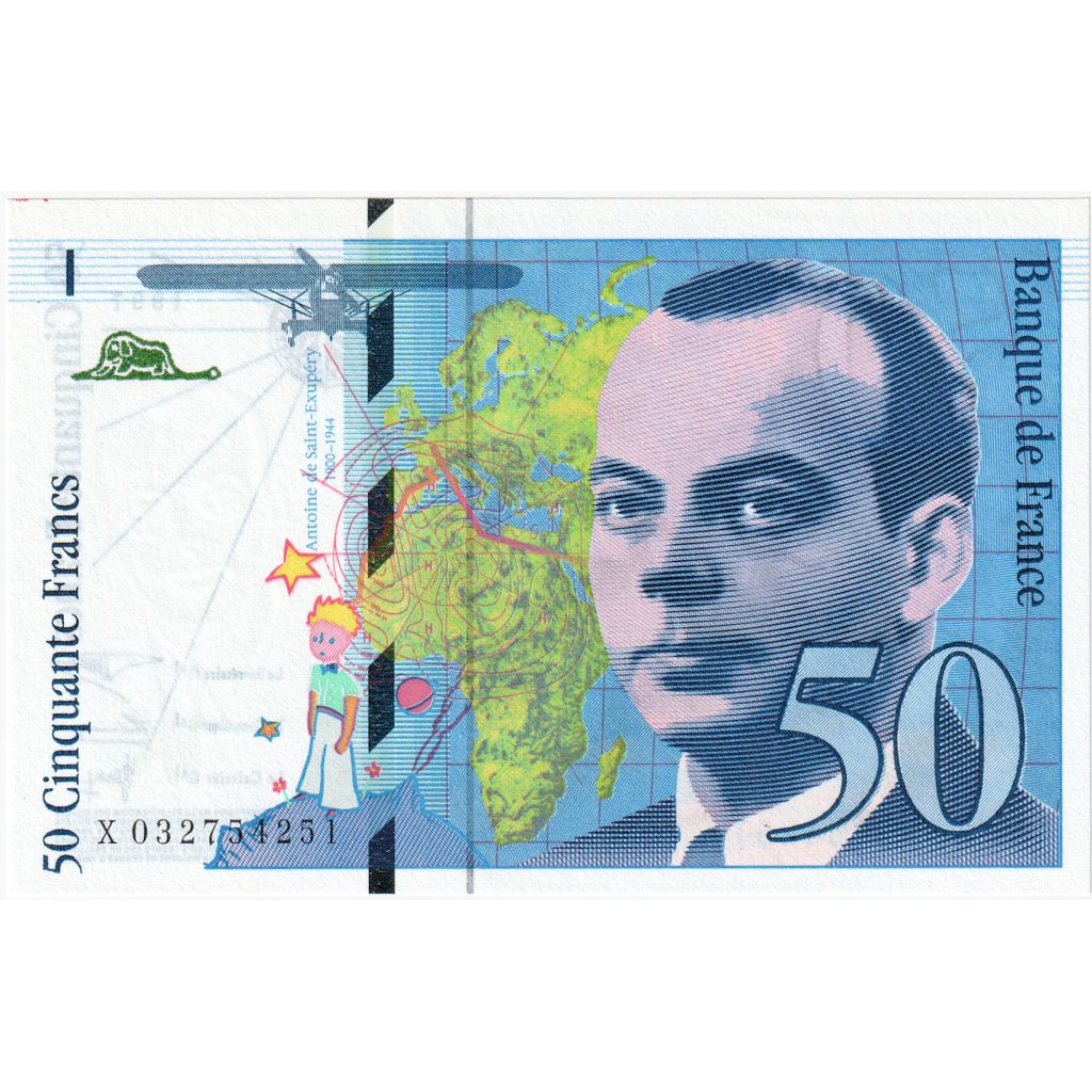 France, 50 Francs, St Exupéry, X.032, UNC(65-70)