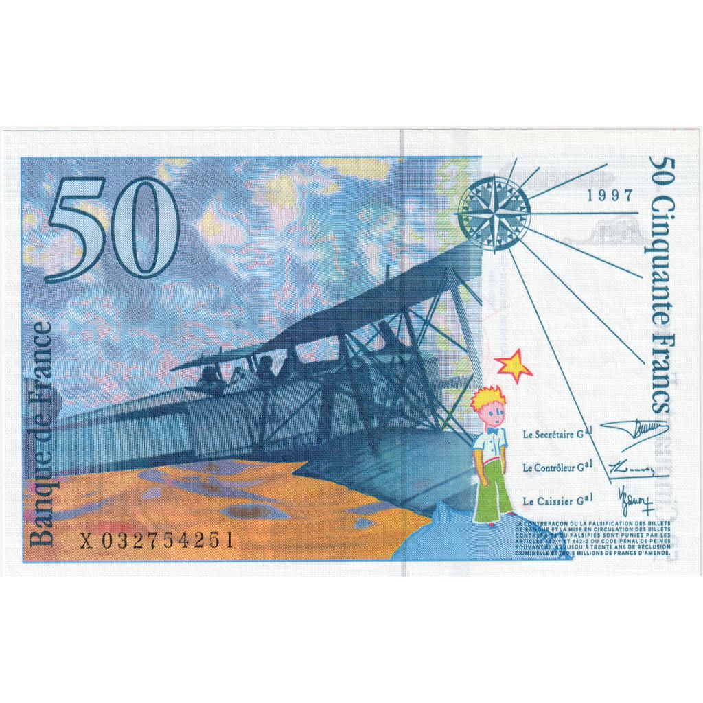 France, 50 Francs, St Exupéry, X.032, UNC(65-70)