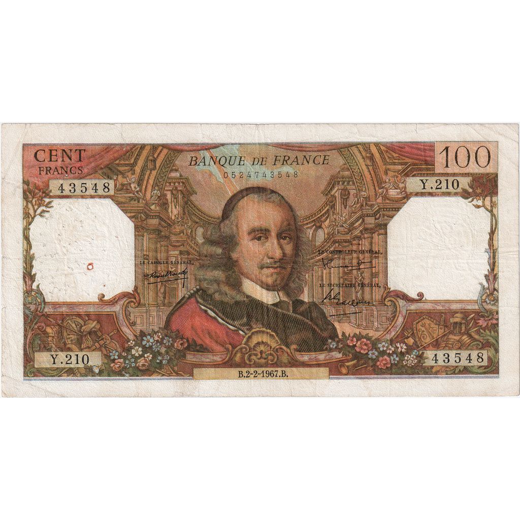 France, 100 Francs, Corneille, 1967-02-02, Y.210, VF(20-25)