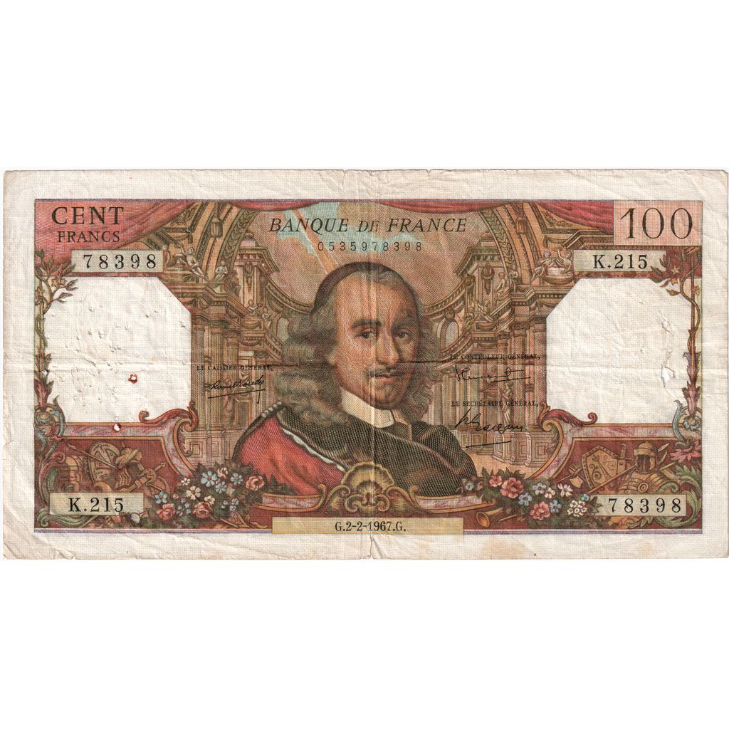 Francia, 100 Francs, Corneille, 1967-02-02, K.215, RC