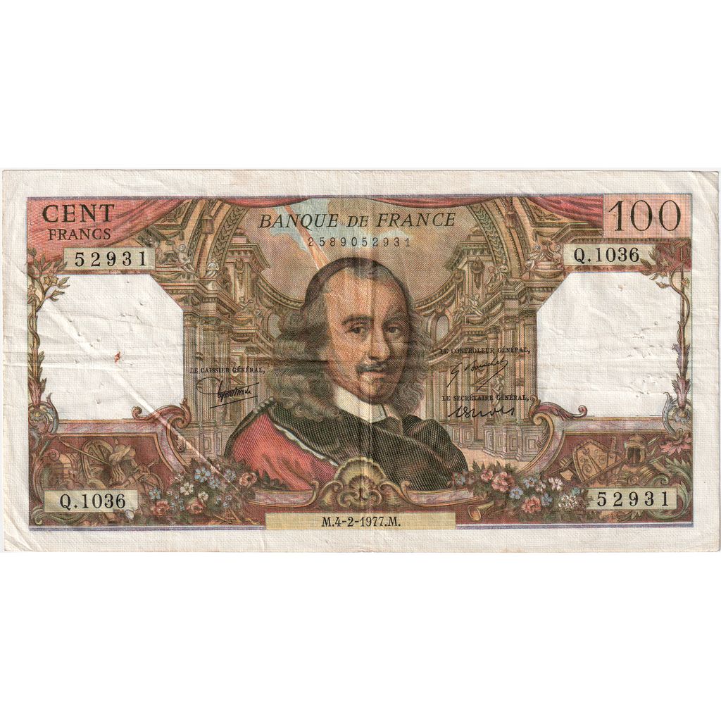 Francja, 100 Francs, Corneille, 1977-02-04, Q.1036, VF(30-35)