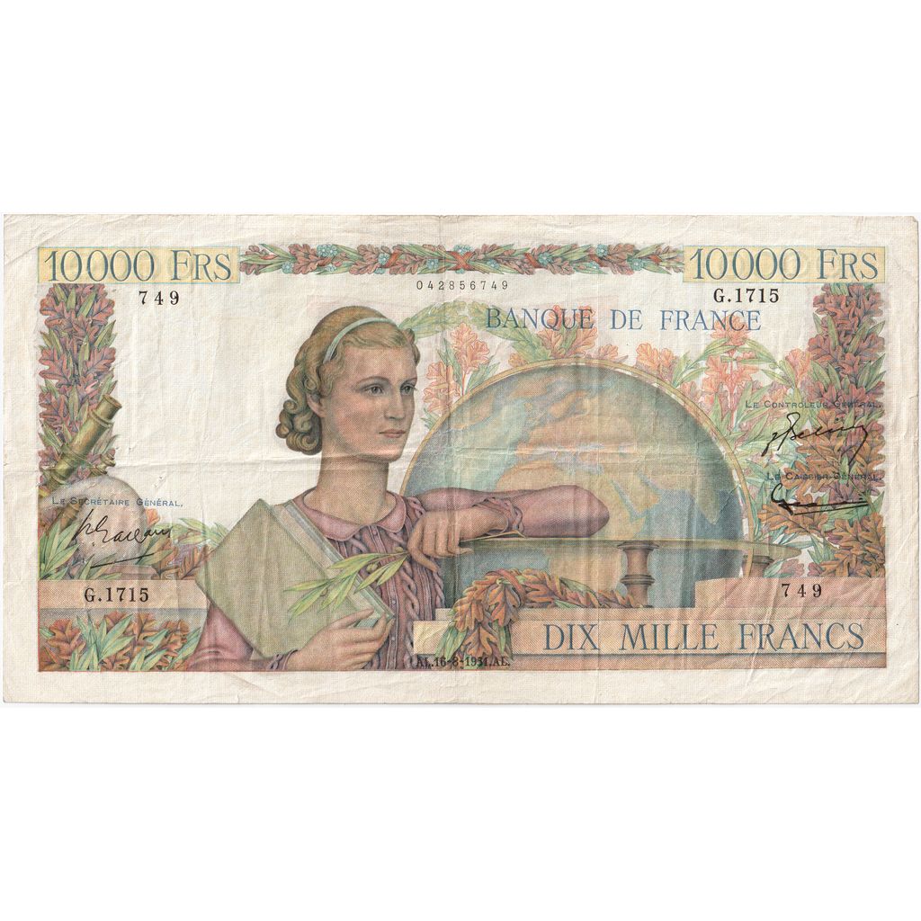 France, 10,000 Francs, Génie Français, 1951-08-16, G.1715, TB+