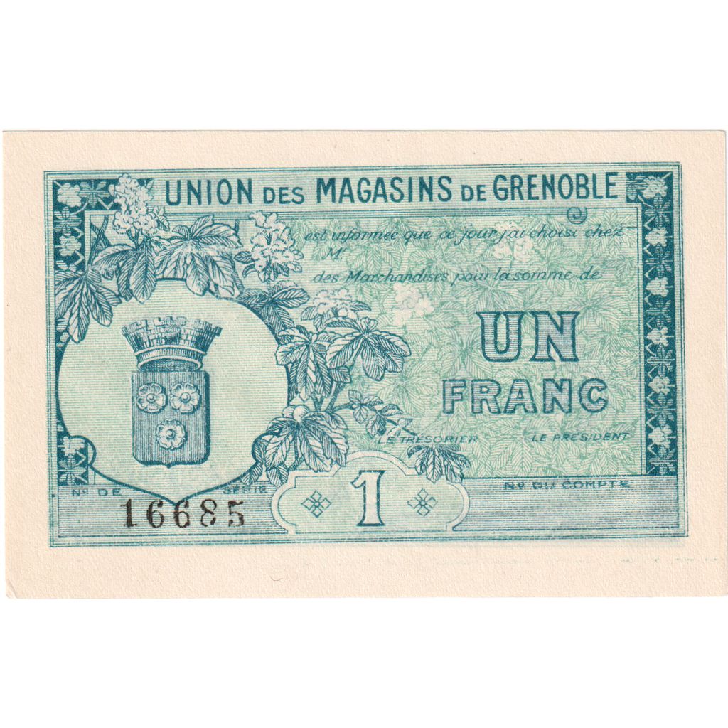 France, Grenoble, 1 Franc, 16685, UNC(65-70)