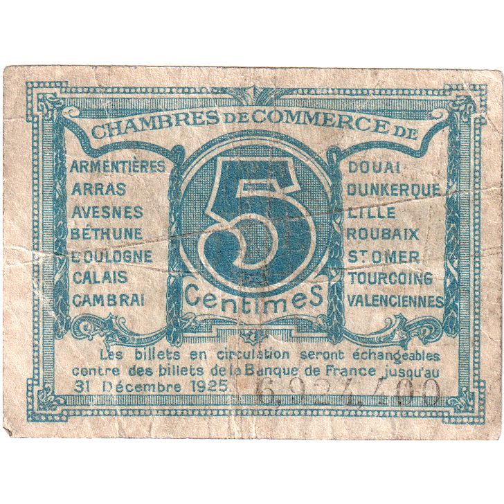 Francja, 5 Centimes, Chambre de Commerce Nord et Pas-de Calais, F(12-15)