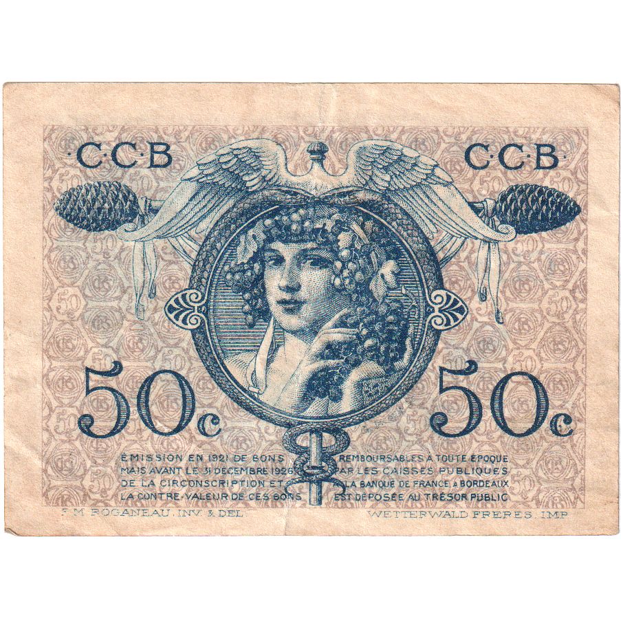 Francja, Bordeaux, 50 Centimes, Serie 15, Chambre de Commerce, VF(20-25)