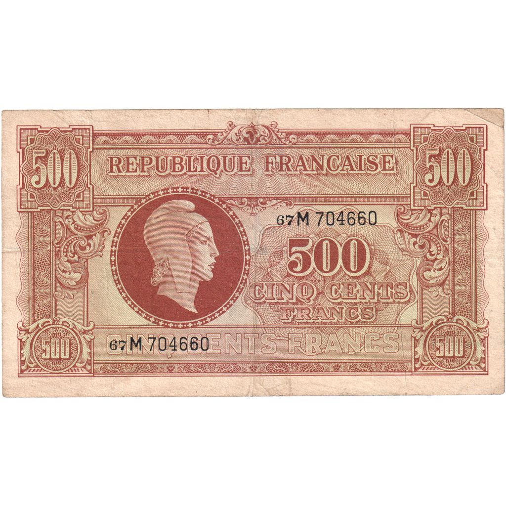 France, 500 Francs, Marianne, 67M, VF(30-35)