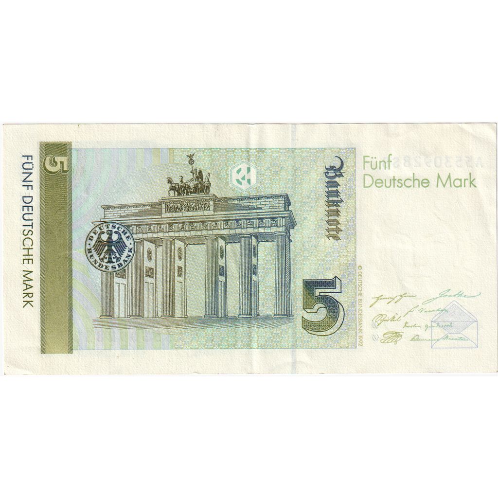 République fédérale allemande, 5 Deutsche Mark, 1991-08-01, TTB