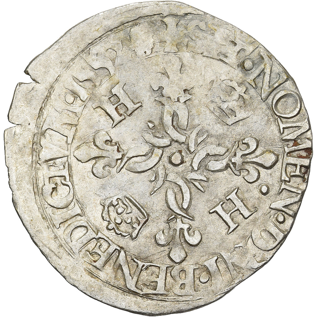 France, Henri II, Douzain aux croissants, 1552, Poitiers, Billon, EF(40-45)