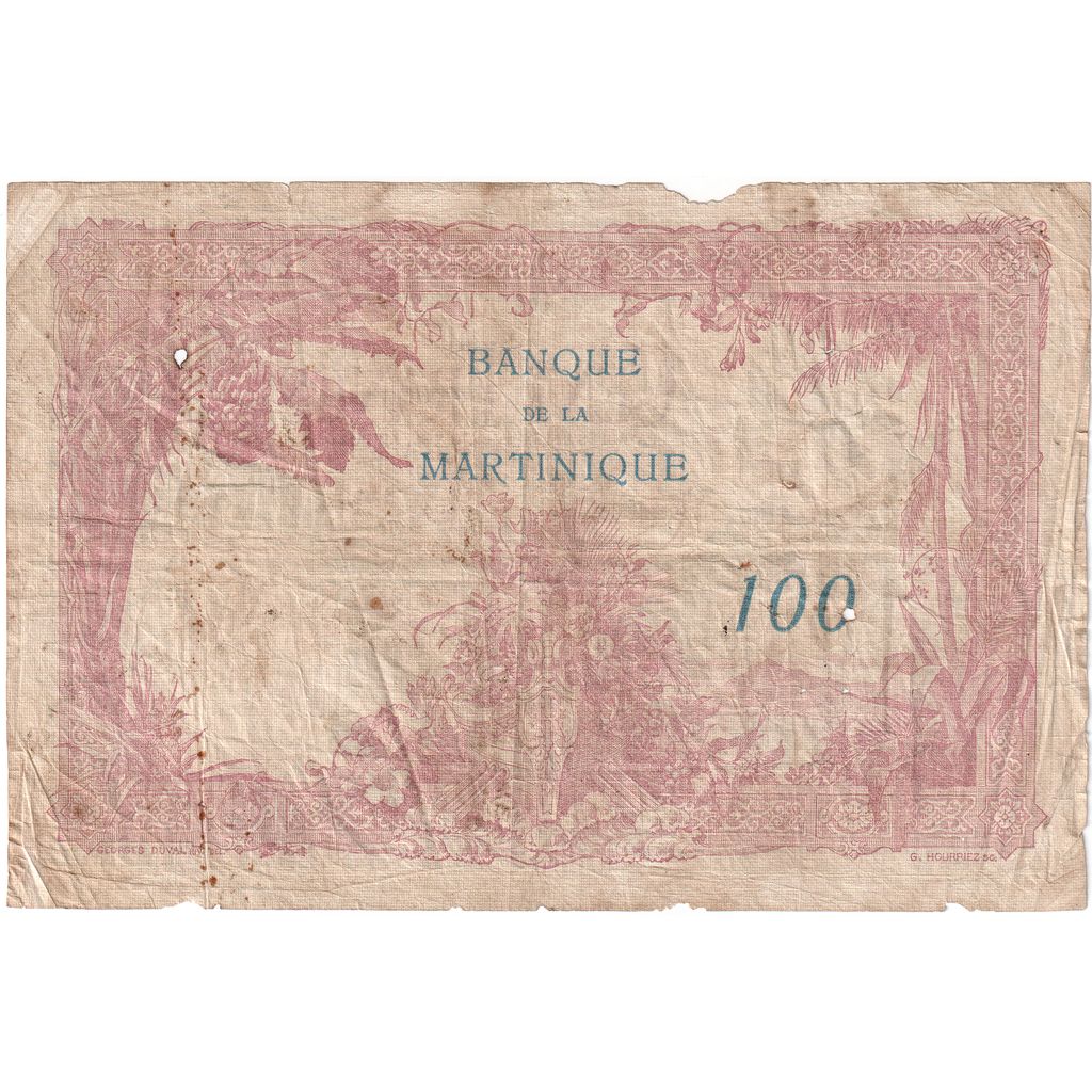 Martinique, 100 Francs, A.12, AG(1-3)