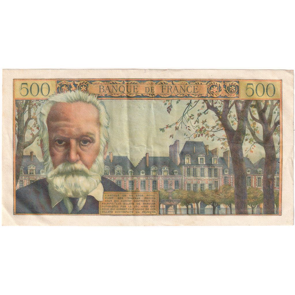 Frankreich, 500 Francs, Victor Hugo, 1954-01-07, J.1, PREMIER ALPHABET, S+