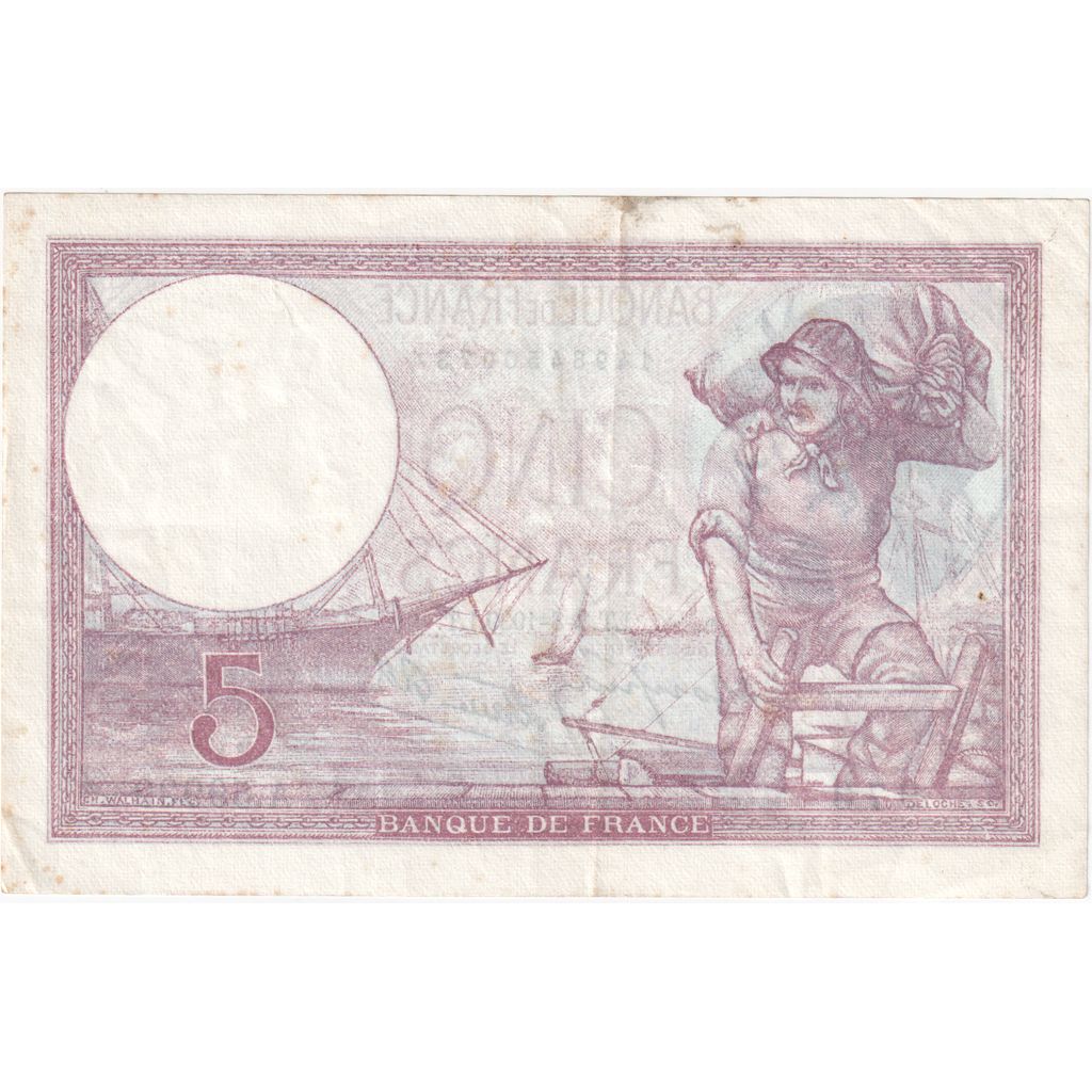 Frankrijk, 5 Francs, Violet, 1939-08-03, A.59939, TTB
