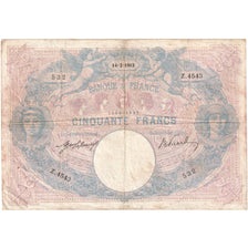 France, 50 Francs, Bleu et Rose, 1913-02-14, Z.4543, VF(20-25)