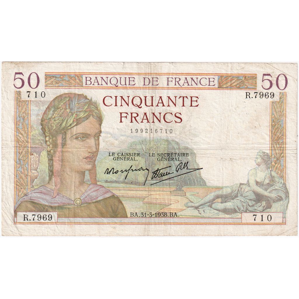 Francja, 50 Francs, Cérès, 1938-03-31, R.7969, VF(20-25)