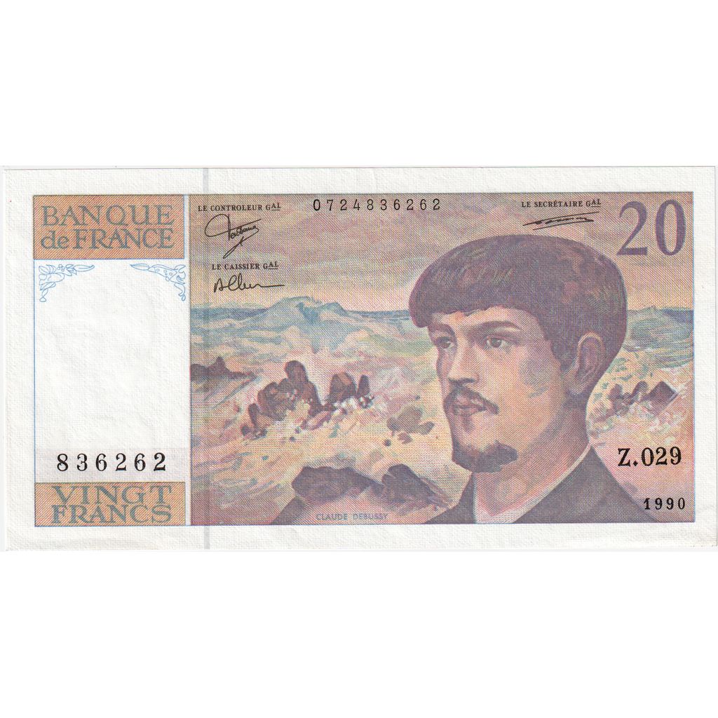 France, 20 Francs, Debussy, Z.029, UNC(63)