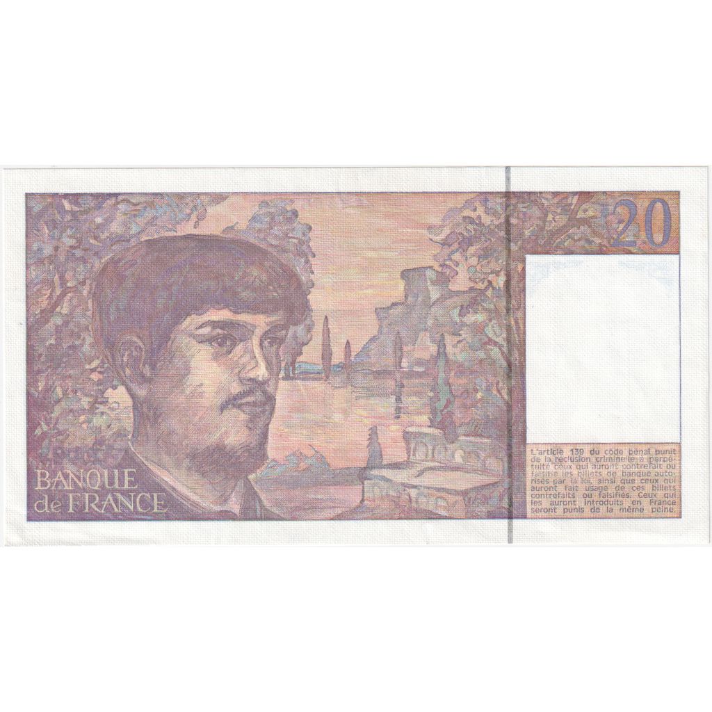 France, 20 Francs, Debussy, Z.029, UNC(63)