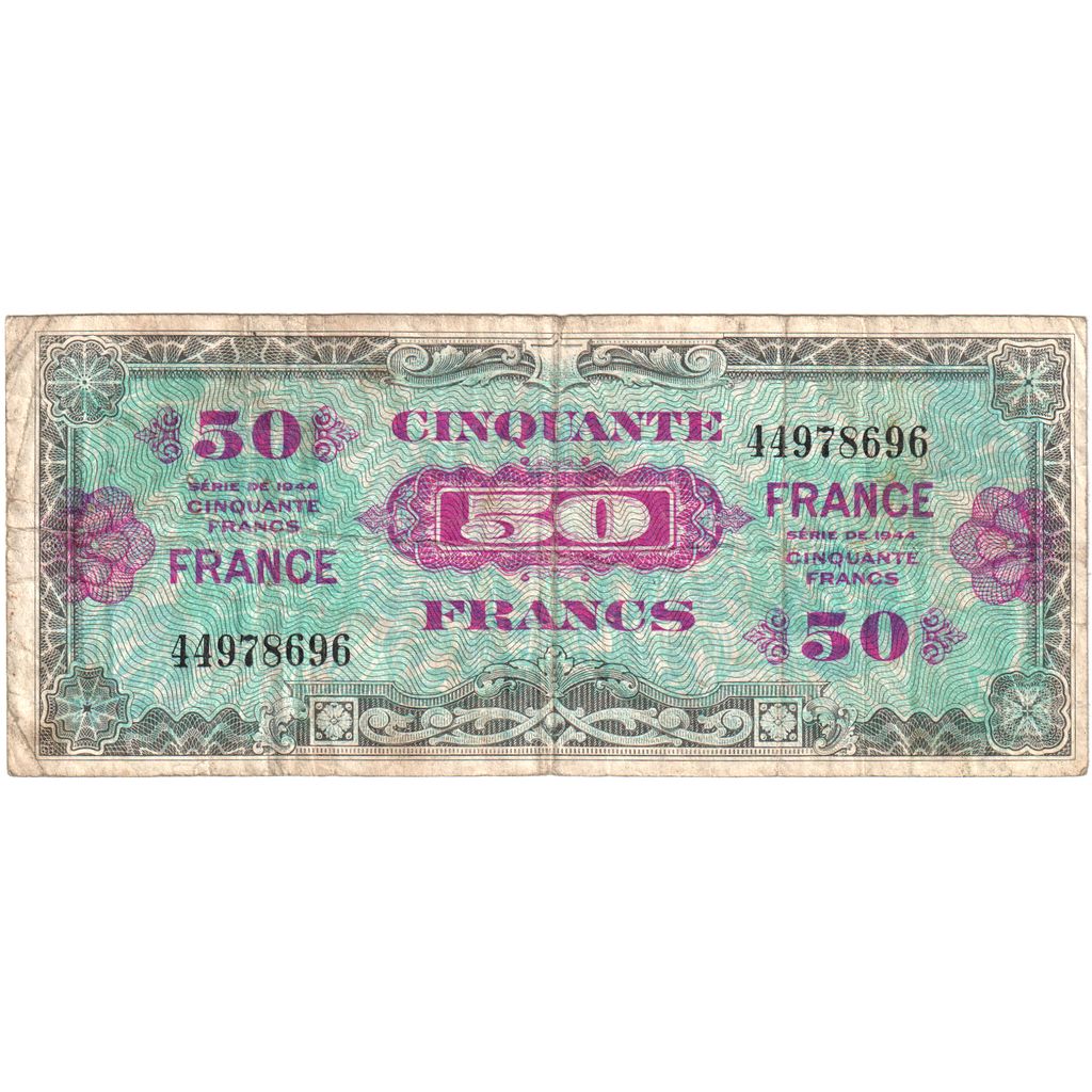 France, 50 Francs, 1945 Verso France, SERIE DE 1944, SÉRIE 1944, TB
