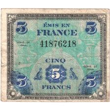 France, 5 Francs, Drapeau/France, SERIE DE 1944, SÉRIE 1944, TB