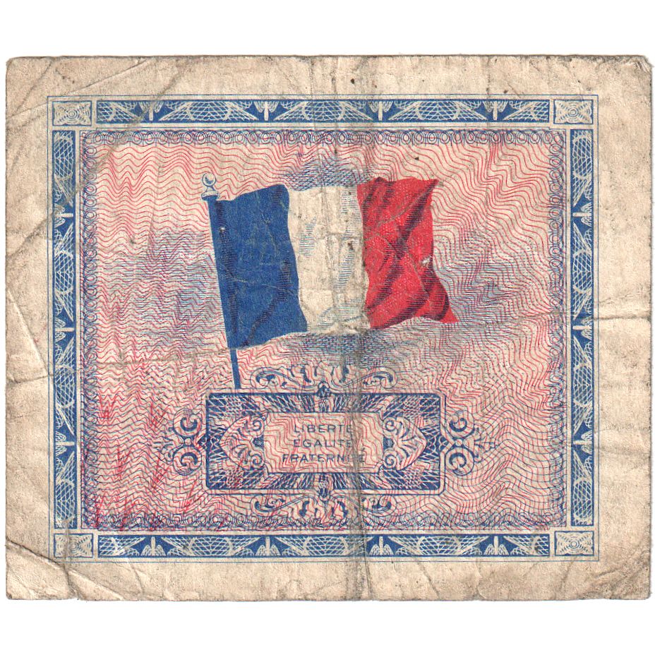 France, 5 Francs, Flag/France, SERIE DE 1944, SÉRIE 1944, VG(8-10)