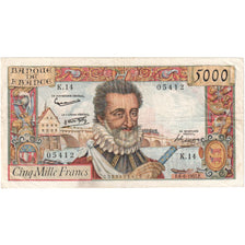 France, 5000 Francs, Henri IV, 1957-06-06, K.14, VF(30-35)