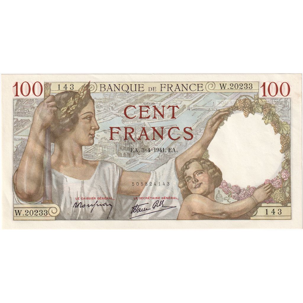 Francia, 100 Francs, Sully, 1941-04-03, W.20233, SPL