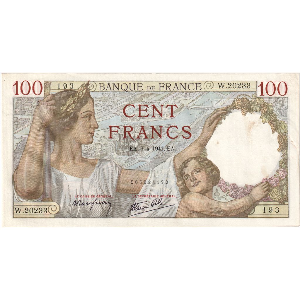 Frankrijk, 100 Francs, Sully, 1941-04-03, W.20233, TTB+