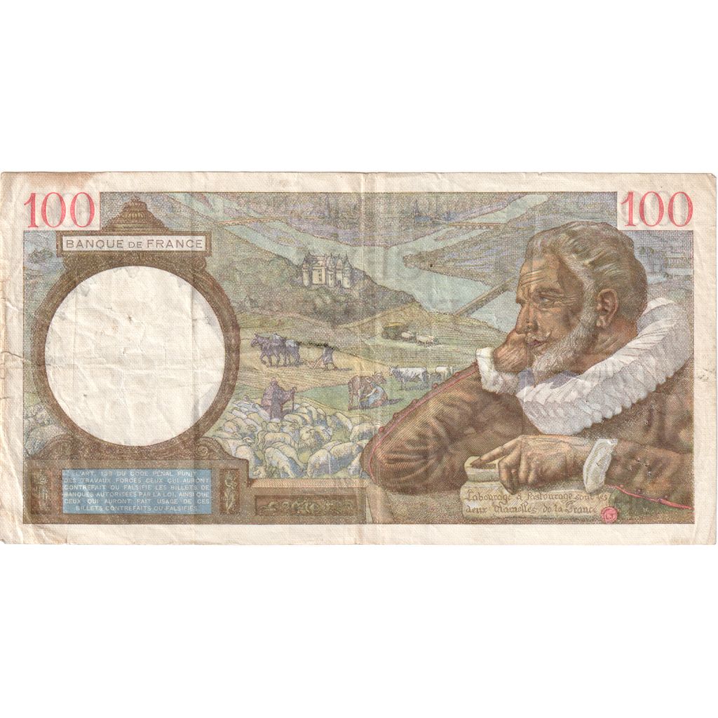 Francia, 100 Francs, Sully, 1941-05-21, V.22052, BC