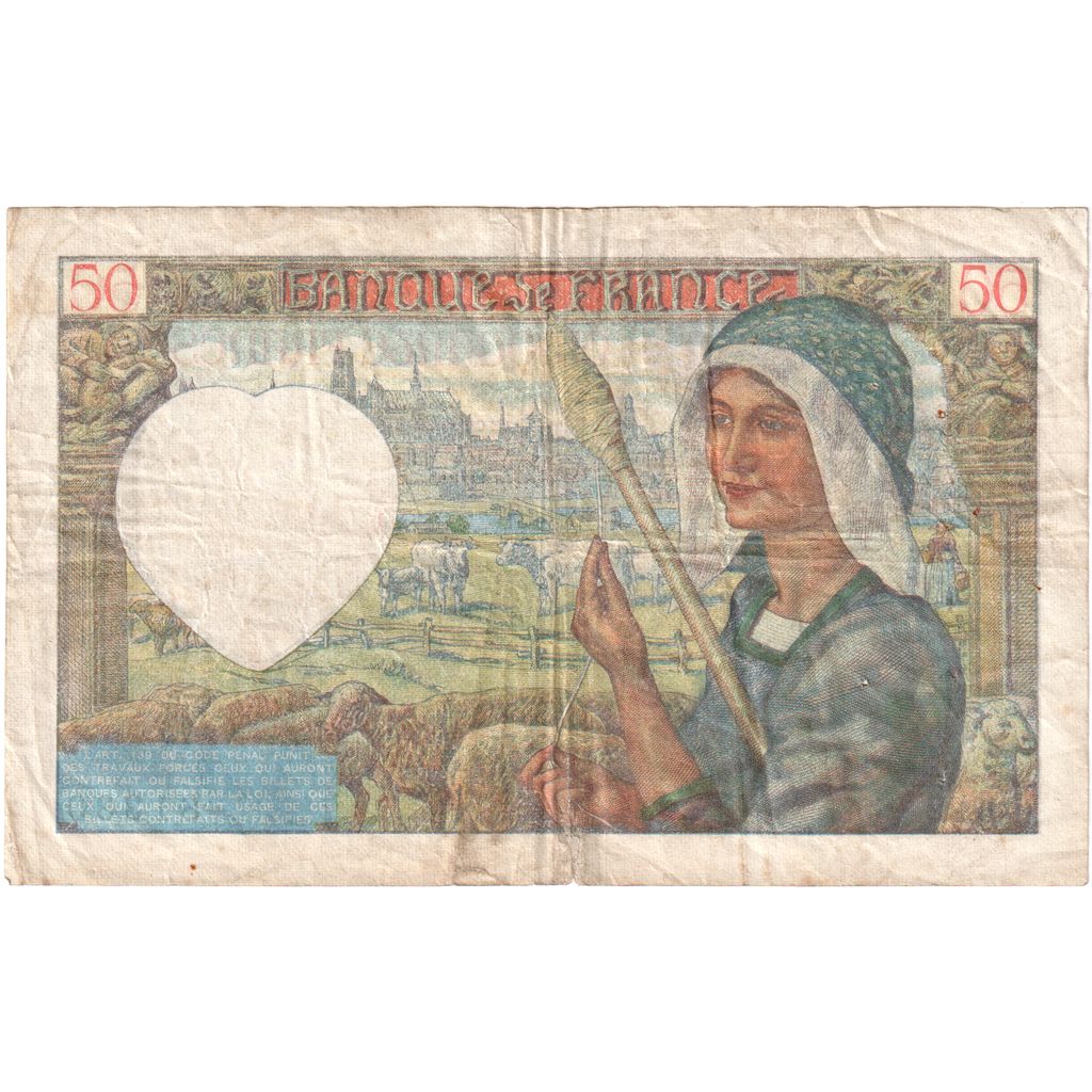 Francia, 50 Francs, Jacques Coeur, 1940-09-26, B.22, BC+
