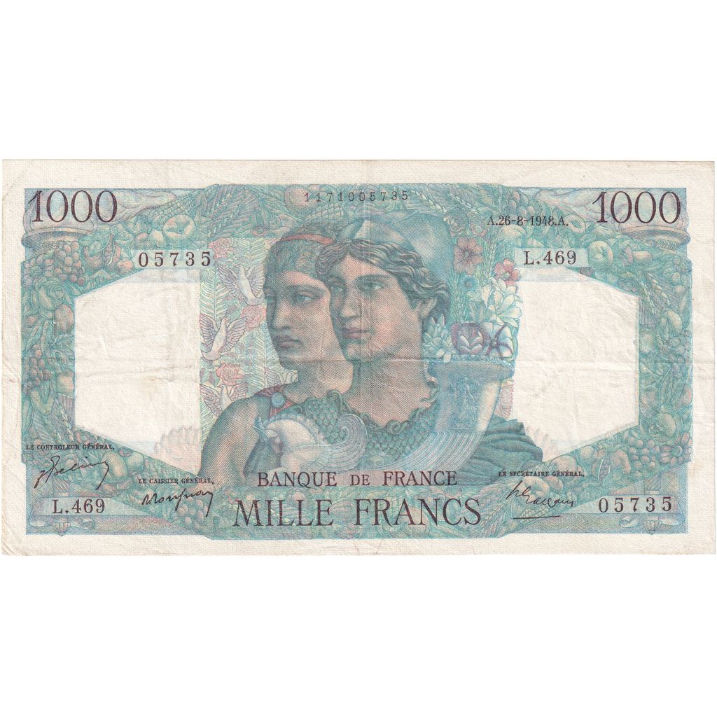 France, 1000 Francs, Minerve et Hercule, 1948-08-26, L.469, TTB