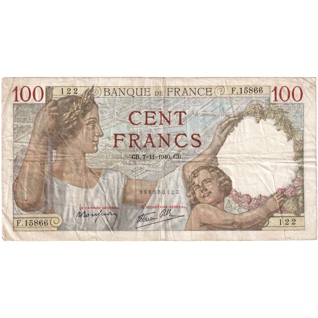Frankrijk, 100 Francs, 1940-11-07, F.15866, TB