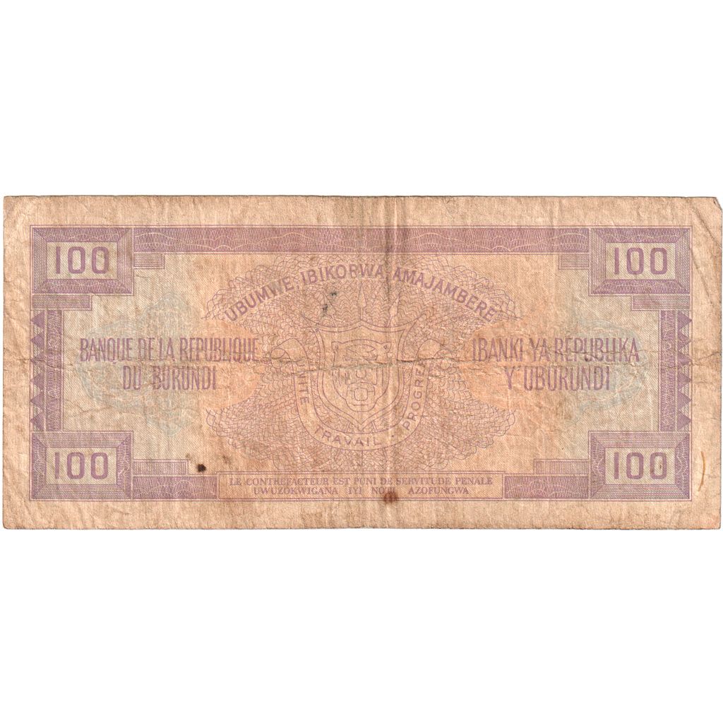 Burundi, 100 Francs, 1988-05-01, RC